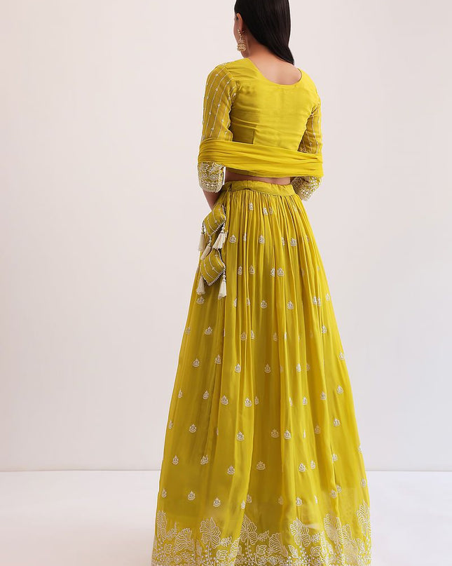 Fashion Dream Women Parrot Green Faux Georgette Lehenga