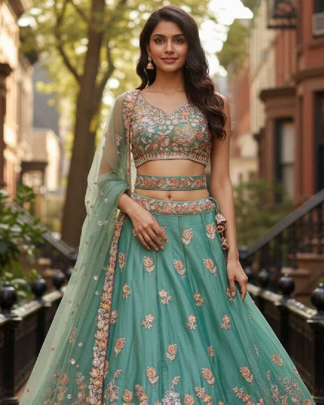 Fashion Dream Women See Green Fandy Lehenga