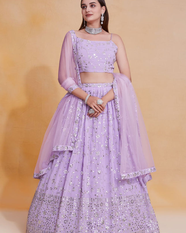 Fashion Dream Women Lavender Georgette Lehenga