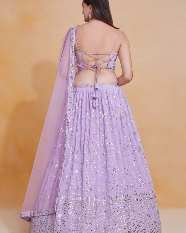 Fashion Dream Women Lavender Georgette Lehenga