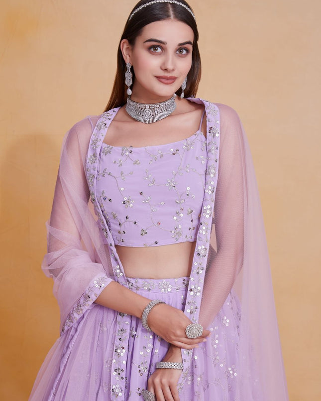 Fashion Dream Women Lavender Georgette Lehenga