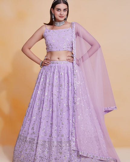 Fashion Dream Women Lavender Georgette Lehenga