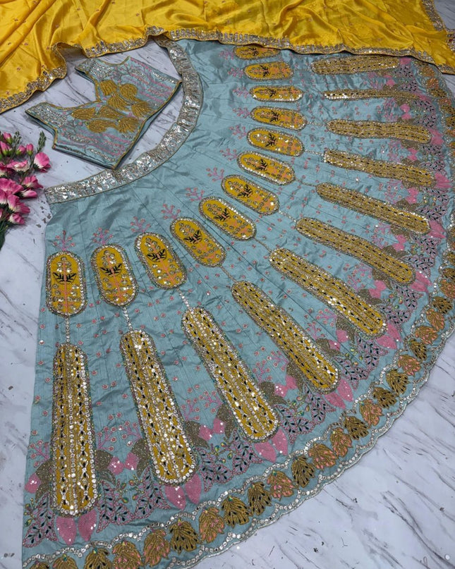 Fashion Dream Women Grey Heavy Slub Silk Lehenga