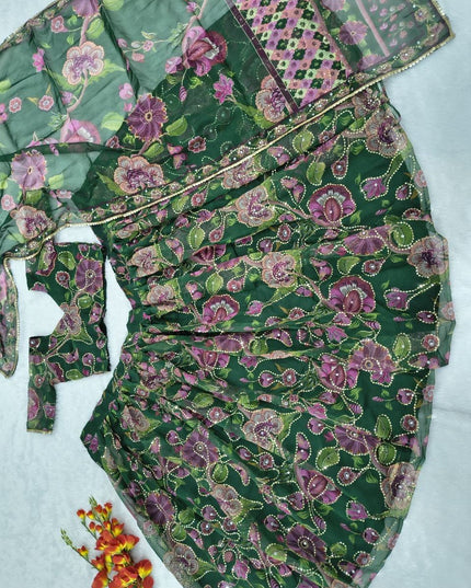 Fashion Dream Women Green Taby Silk Lehenga