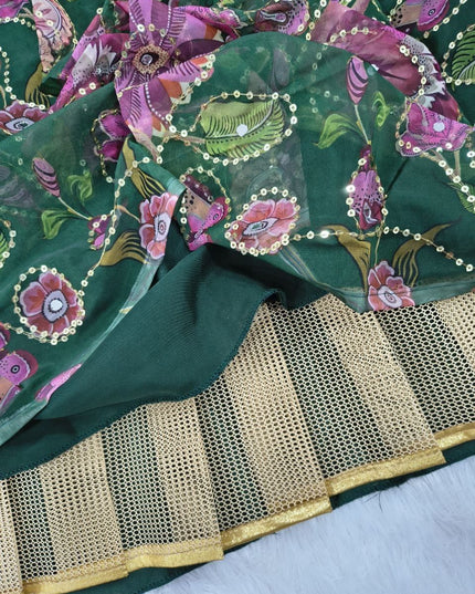 Fashion Dream Women Green Taby Silk Lehenga