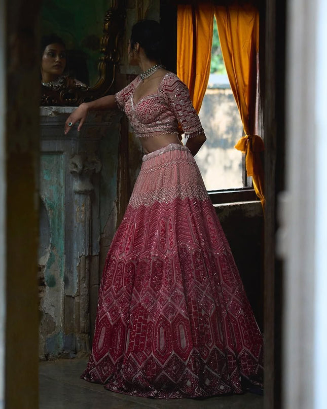 Fashion Dream Women Pink Georgette Lehenga