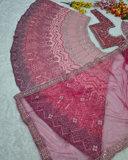 Fashion Dream Women Pink Georgette Lehenga