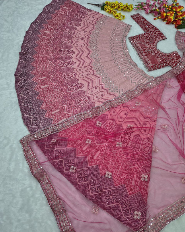 Fashion Dream Women Pink Georgette Lehenga