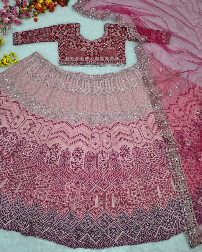 Fashion Dream Women Pink Georgette Lehenga