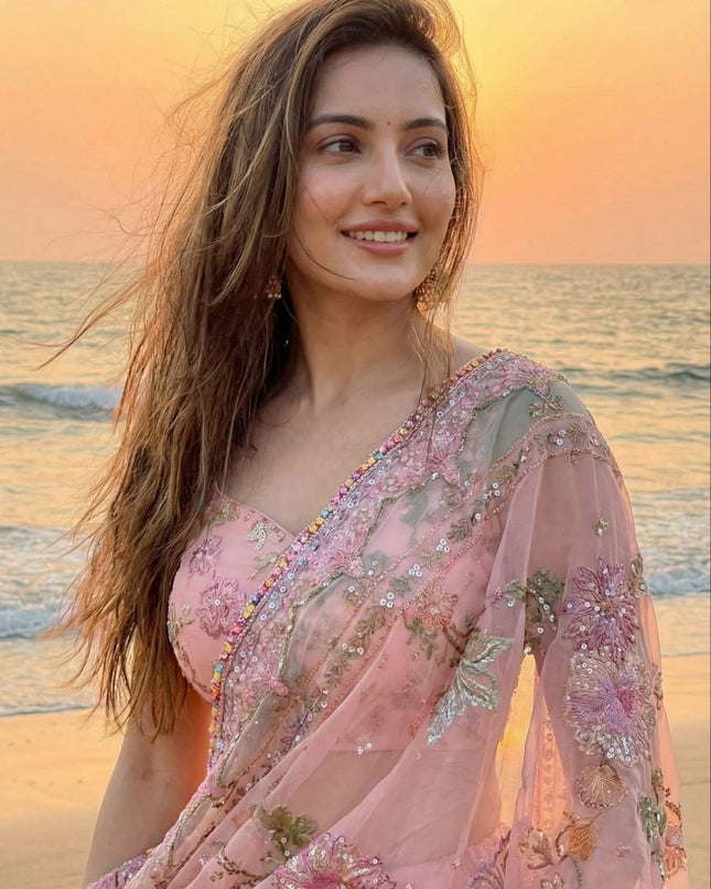 Fashion Dream Women Peach Taby Silk Lehenga