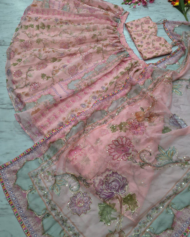 Fashion Dream Women Peach Taby Silk Lehenga