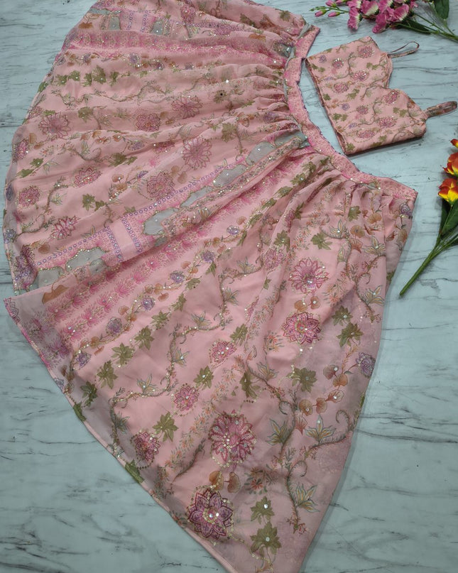Fashion Dream Women Peach Taby Silk Lehenga