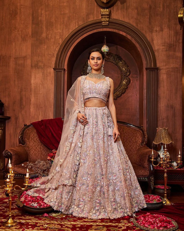 Fashion Dream Women Light Lavender Faux Georgette Lehenga