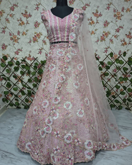 Fashion Dream Women Light Lavender Faux Georgette Lehenga