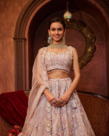 Fashion Dream Women Light Lavender Faux Georgette Lehenga