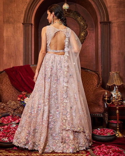 Fashion Dream Women Light Lavender Faux Georgette Lehenga