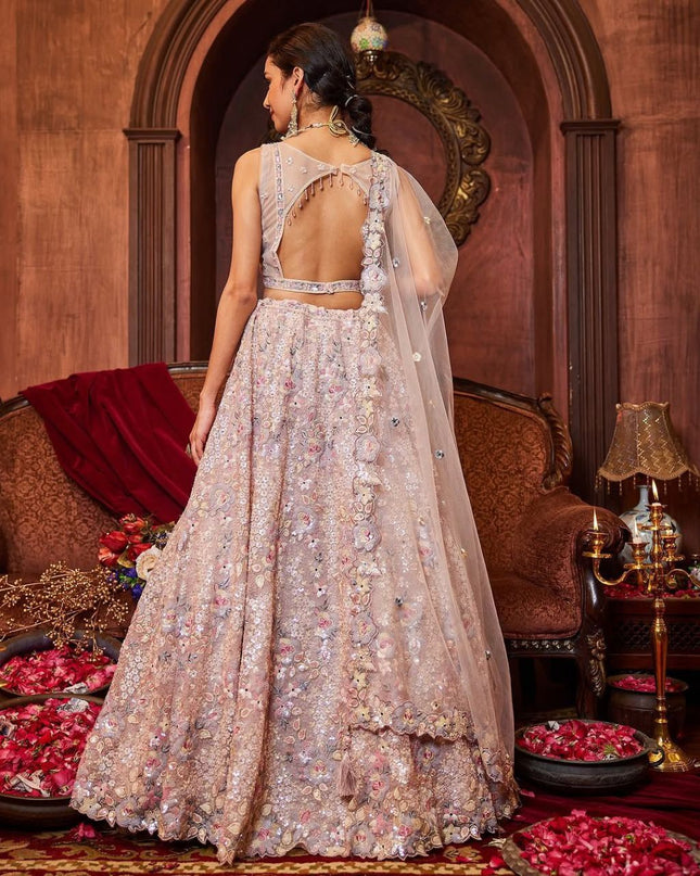 Fashion Dream Women Light Lavender Faux Georgette Lehenga