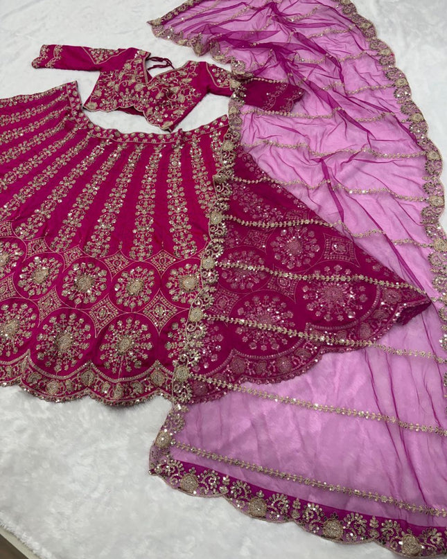 Fashion Dream Women Magenta Two Tone Silk Lehenga
