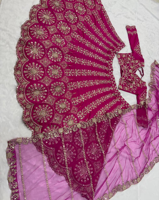 Fashion Dream Women Magenta Two Tone Silk Lehenga