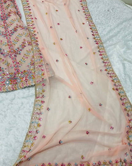 Fashion Dream Women Peach Faux georgette Lehenga