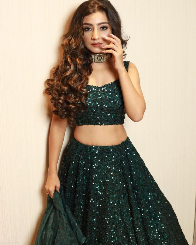 Fashion Dream Women Teal Green Tapeta Satin Silk Lehenga