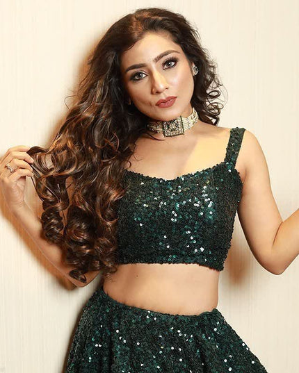 Fashion Dream Women Teal Green Tapeta Satin Silk Lehenga
