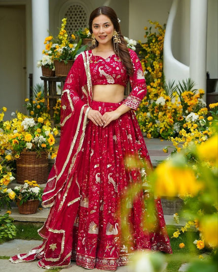 Fashion Dream Women Purple Shaded Georgette Lehenga
