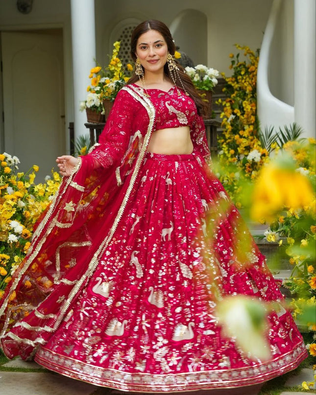 Fashion Dream Women Purple Shaded Georgette Lehenga