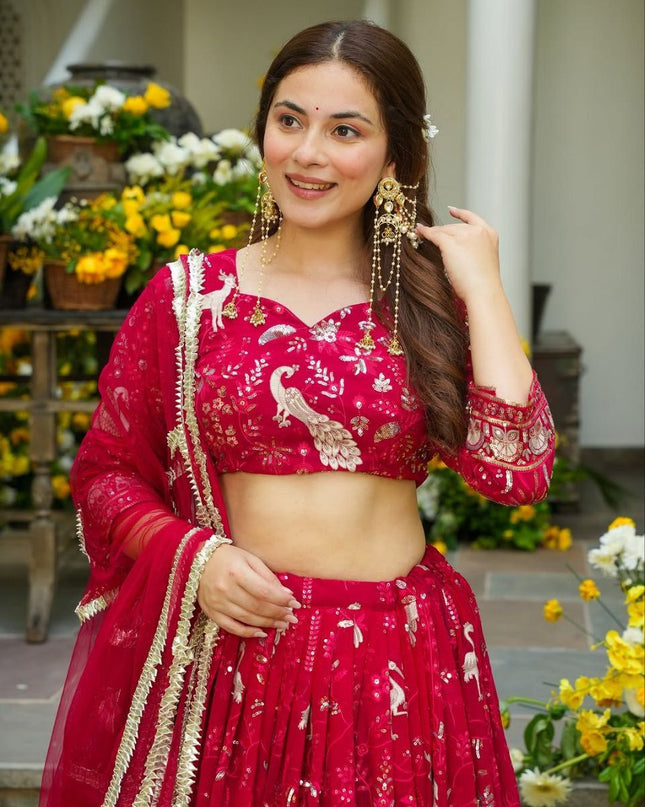 Fashion Dream Women Purple Shaded Georgette Lehenga