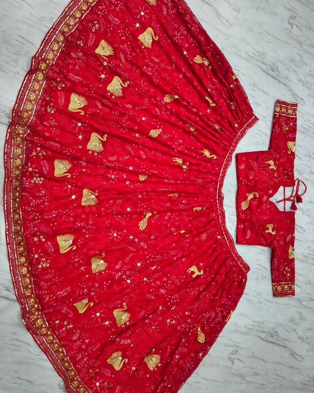 Fashion Dream Women Purple Shaded Georgette Lehenga