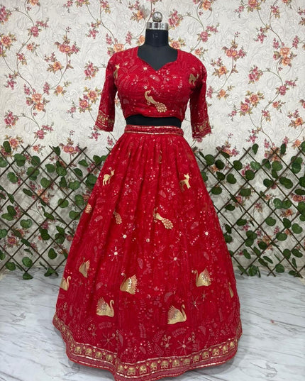 Fashion Dream Women Purple Shaded Georgette Lehenga