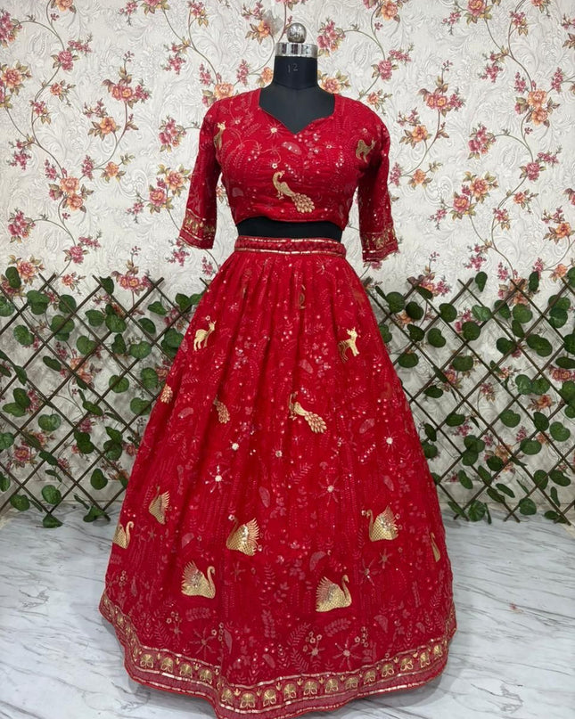 Fashion Dream Women Purple Shaded Georgette Lehenga
