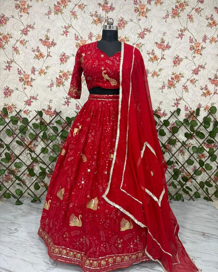 Fashion Dream Women Purple Shaded Georgette Lehenga
