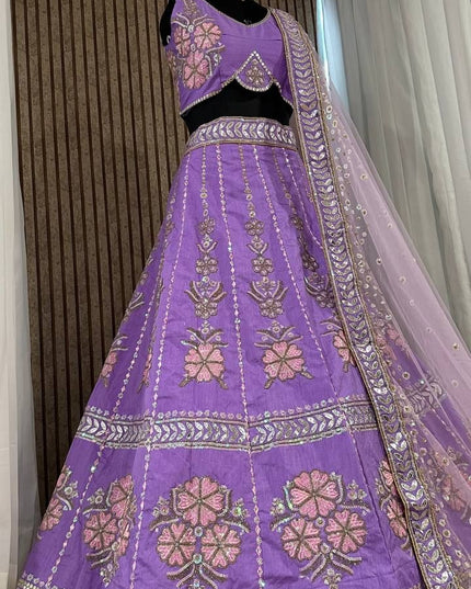Fashion Dream Women Purple Star Georgette Lehenga