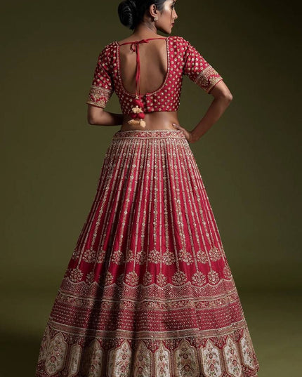 Fashion Dream Women Red Rangoon silk Lehenga