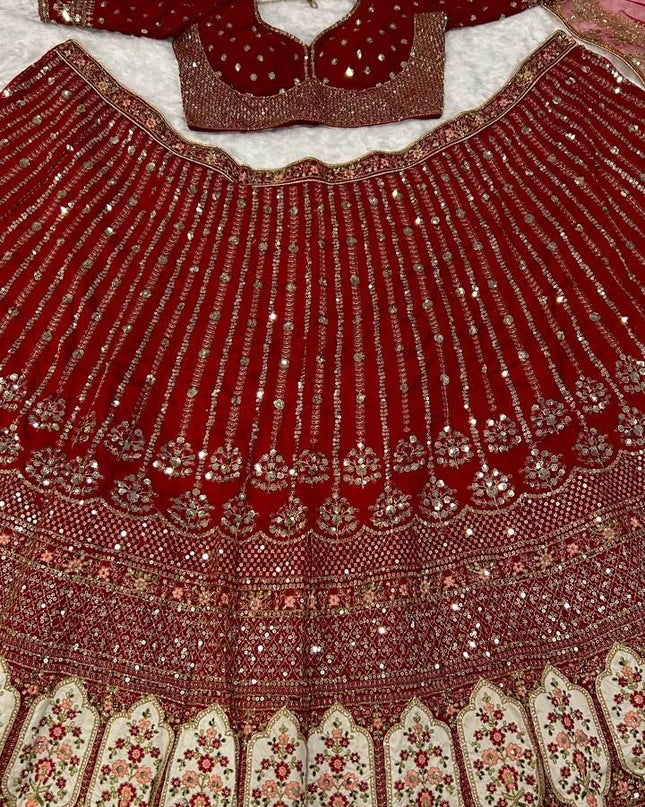 Fashion Dream Women Red Rangoon silk Lehenga