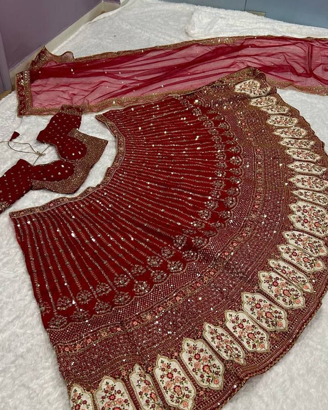 Fashion Dream Women Red Rangoon silk Lehenga