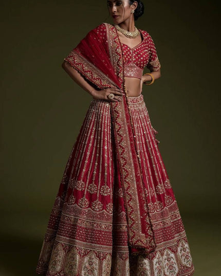 Fashion Dream Women Red Rangoon silk Lehenga