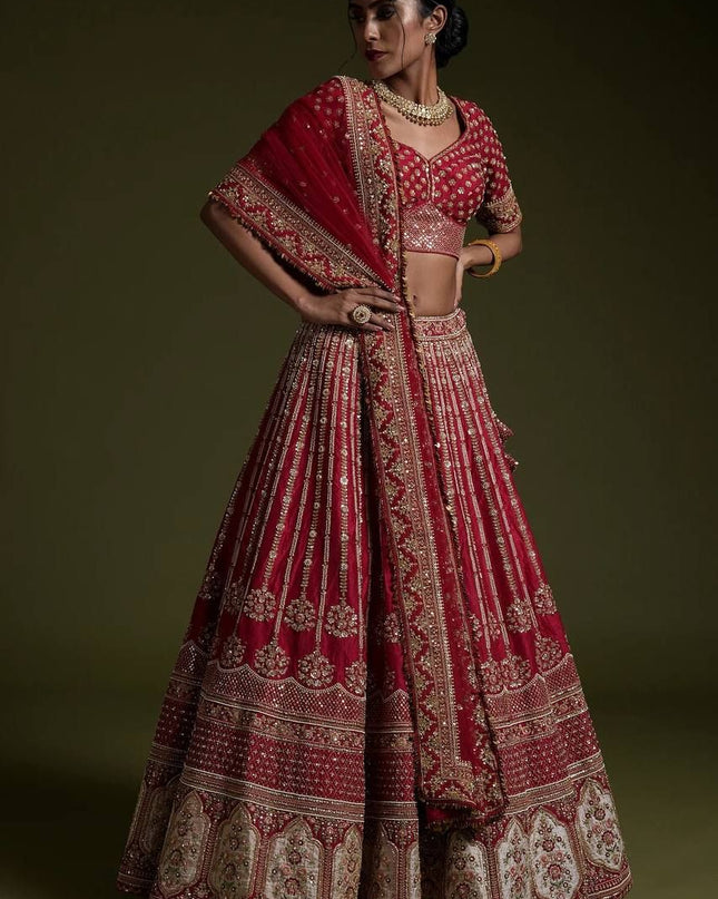 Fashion Dream Women Red Rangoon silk Lehenga
