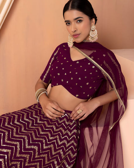 Fashion Dream Women MAROON Georgette Lehenga