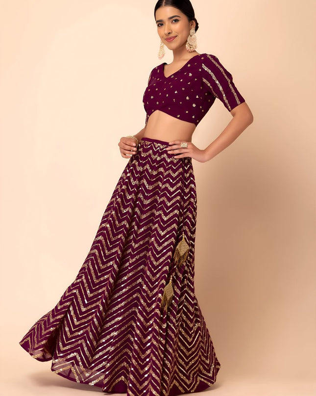 Fashion Dream Women MAROON Georgette Lehenga
