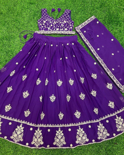 Fashion Dream Women Purple Star Georgette Lehenga