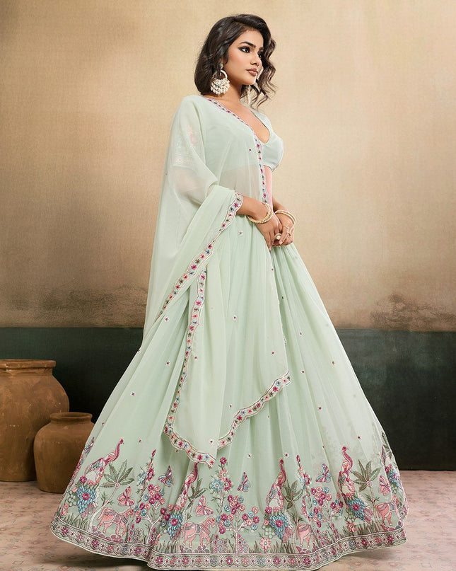 Fashion Dream Women Pista Star Georgette Lehenga