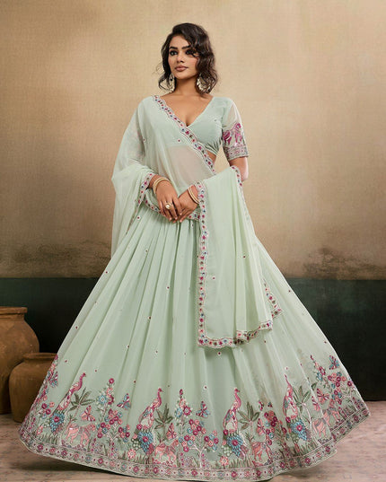 Fashion Dream Women Pista Star Georgette Lehenga