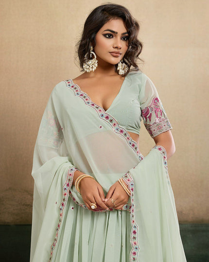 Fashion Dream Women Pista Star Georgette Lehenga