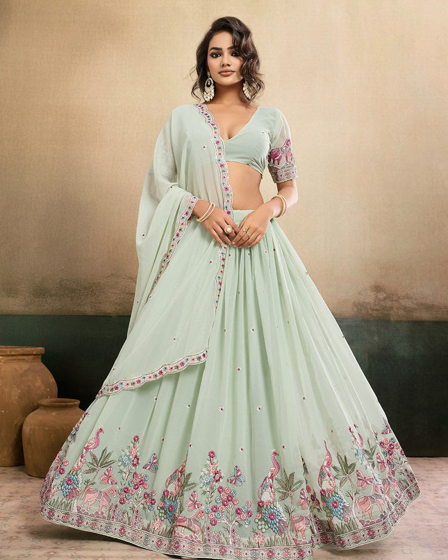 Fashion Dream Women Pista Star Georgette Lehenga