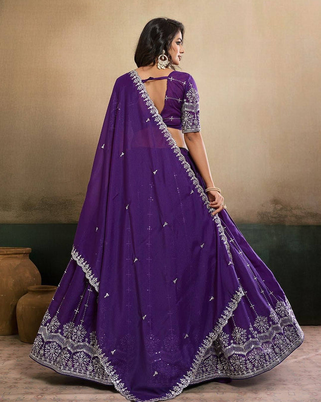 Fashion Dream Women Purple Star Georgette Lehenga