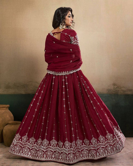 Fashion Dream Women Maroon Star Georgette Lehenga