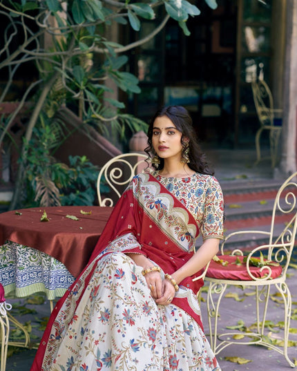 Fashion Dream Women Off White Tasar Silk Lehenga