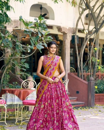 Fashion Dream Women Pink Tasar Silk Lehenga